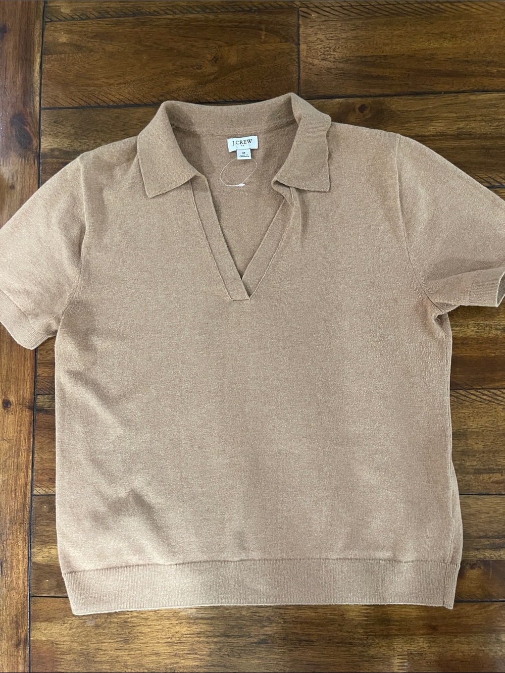 J. Crew Factory Women's  camel tan polo sweater Top cotton cashmere blend sz M